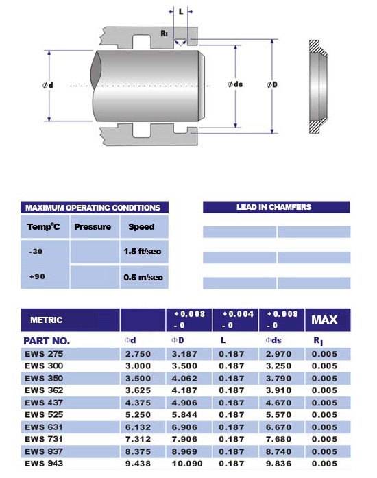 ews seal diagram and sizes