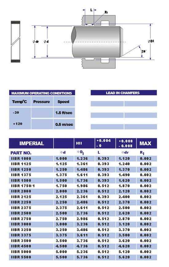 iibr seal sizes